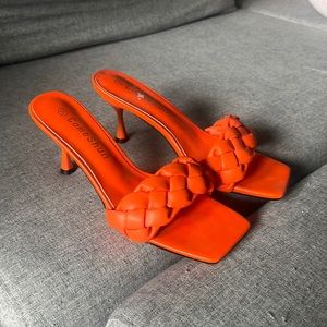 Orange kitten heel sandal